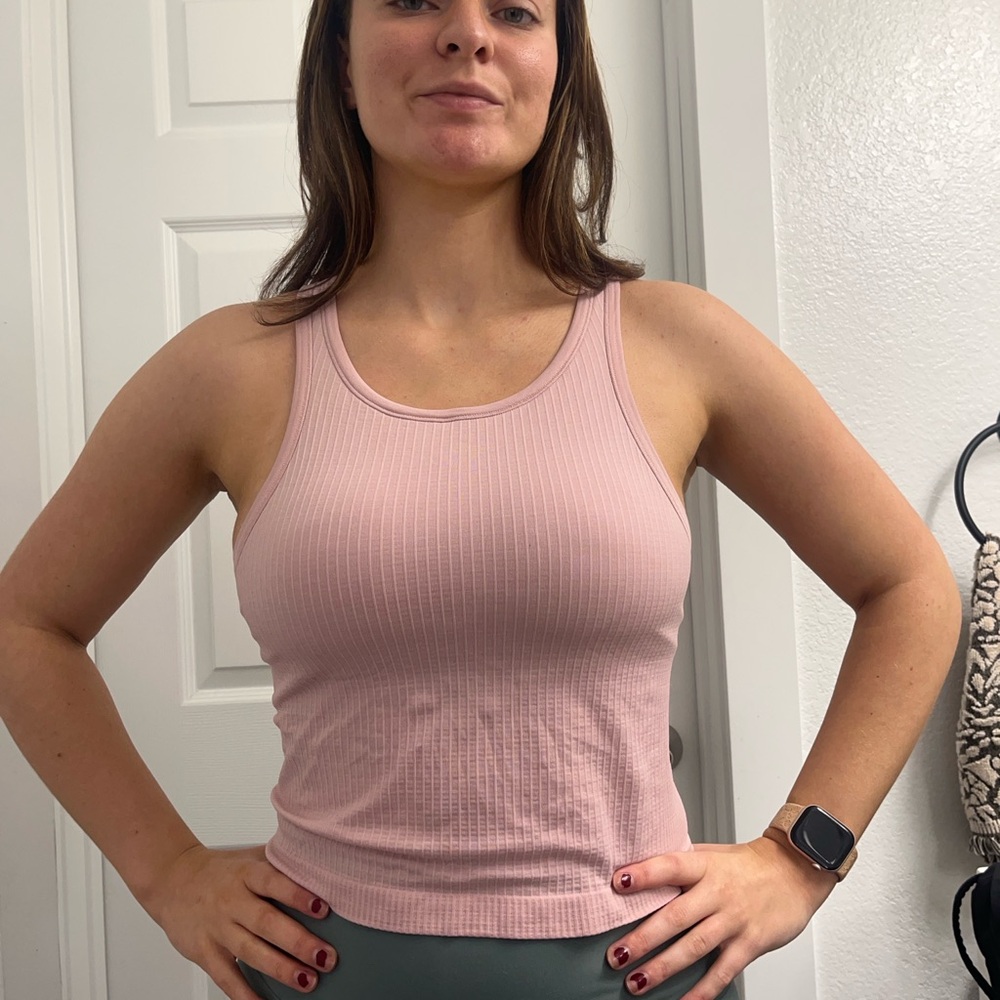 lululemon athletica Ebb to street cropped racer back tank top pink